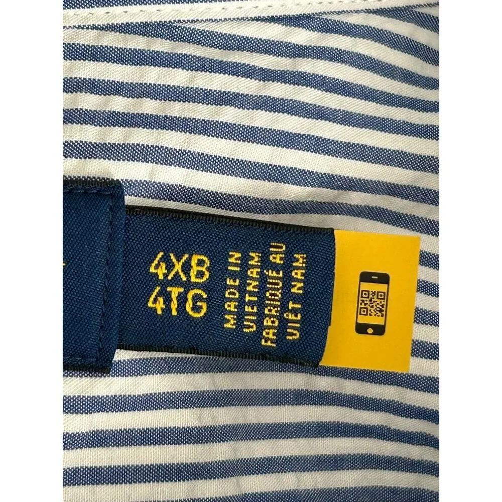 VTG Polo By Ralph Lauren Untucked Fit Striped Short Sleeve Button Down Shirt 4XB